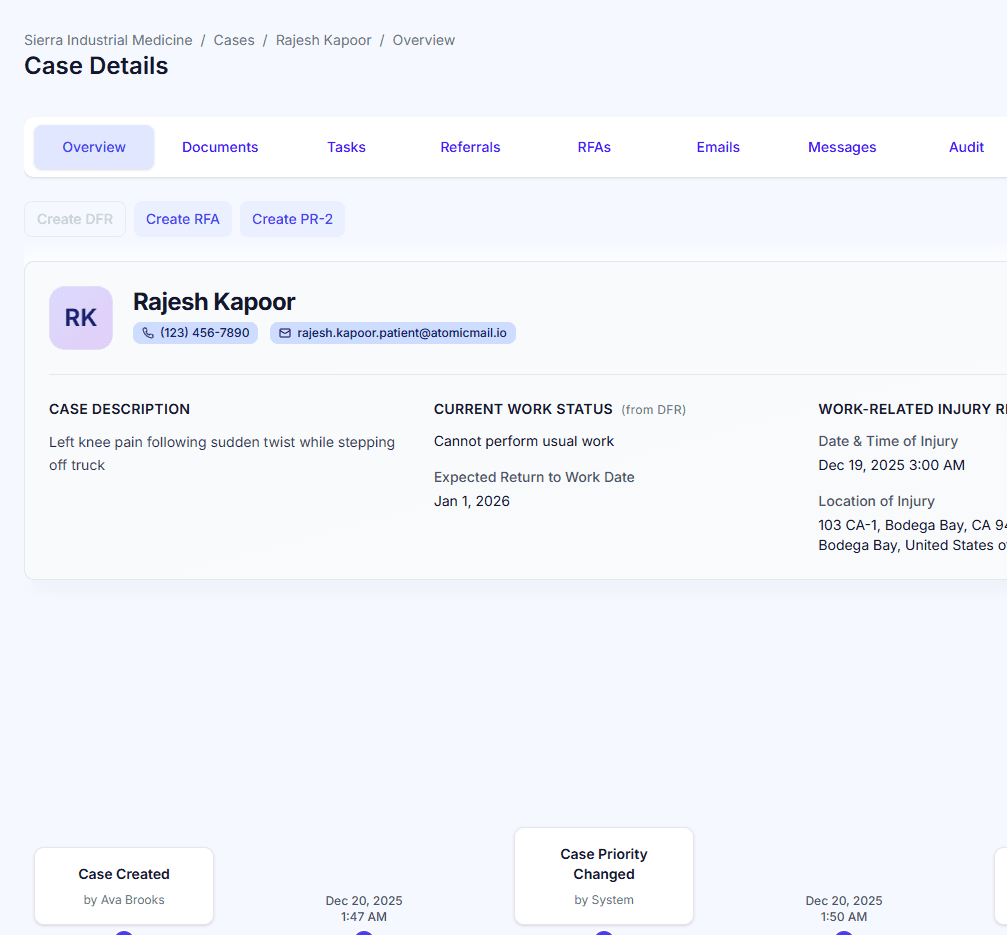 Auth Hero patient case detail view