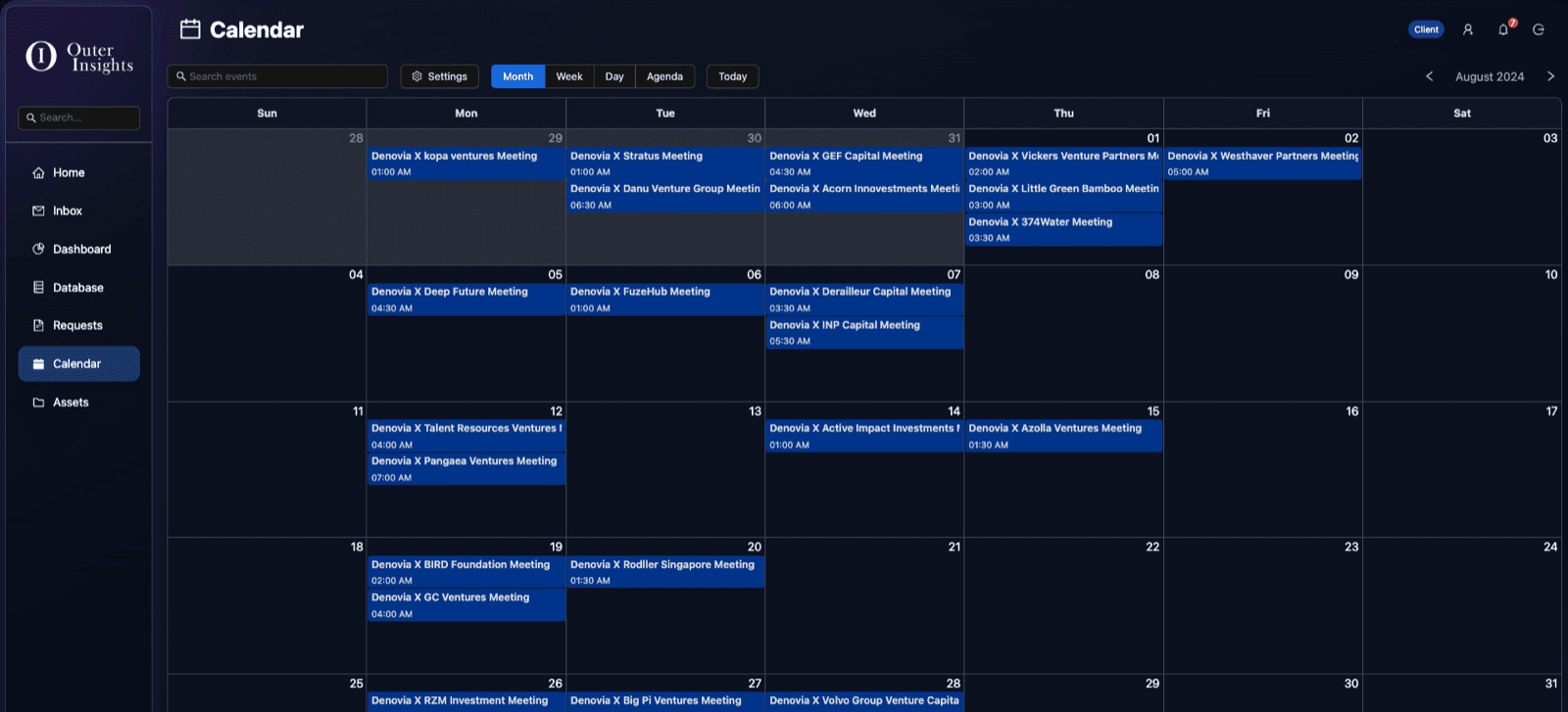 Outer Insights calendar packed with investor meetings