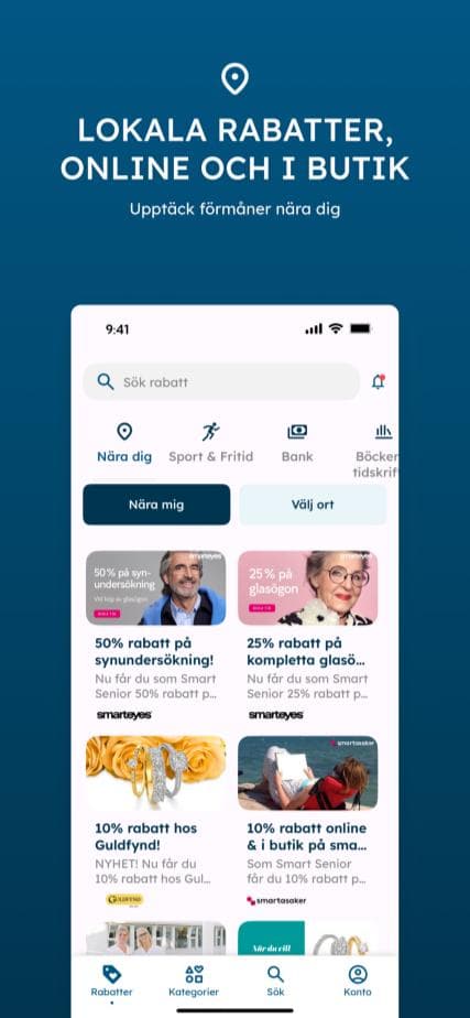 SmartSenior mobile app local discounts near you screen